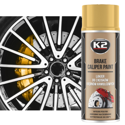 K2 BRAKE CALIPER 400ml Zlatý - farba na strmene a brzdové bubny K2 BRAKE CALIPER 400ml Zlatý - farba na strmene a brzdové bubny
