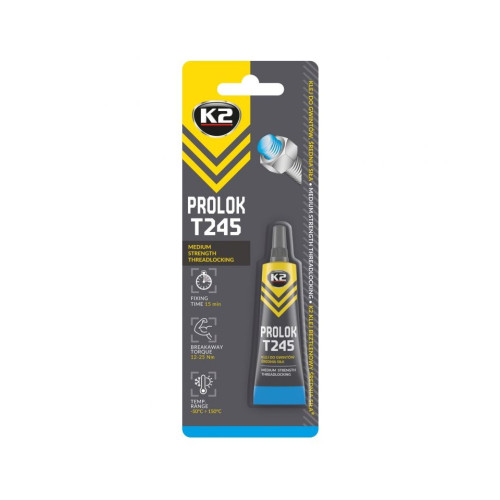 K2 PROLOK T245 MEDIUM 6ml - na zaisťovanie skrutiek, stredná pevnosť, modrá