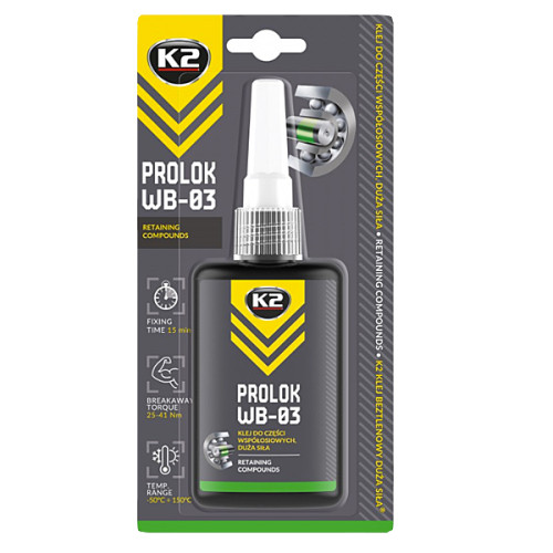 K2 PROLOK WB-03 50ml - lepidlo na uloženie ložísk vysoká pevnosť pre malé medzery