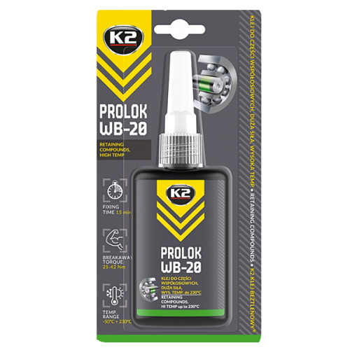 K2 PROLOK WB-20 50ml - vysokopevnostné lepidlo na uloženie ložísk pre veľké medzery