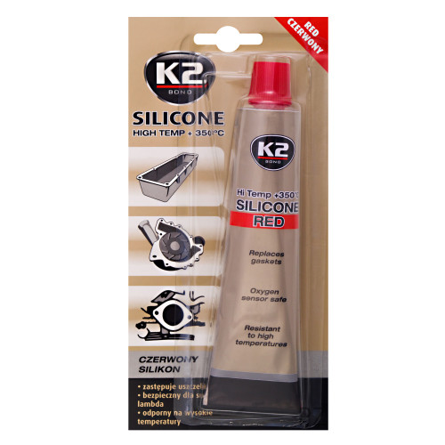 K2 SILIKON RED +350° 85g - vysokoteplotný silikón nahrádza tesnenie K2 SILIKON RED +350° 85g - vysokoteplotný silikón nahrádza tesnenie