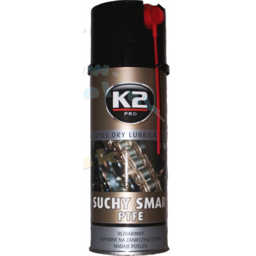 K2 SUCHÉ MAZIVO s PTFE 400ml - maže a chráni prvky vystavené kontaktu s prachom, špinou, vodou, olejmi a mastnotou K2 SUCHÉ MAZIVO s PTFE 400ml - maže a chráni prvky vystavené kontaktu s prachom, špinou, vodou, olejmi a mastnotou